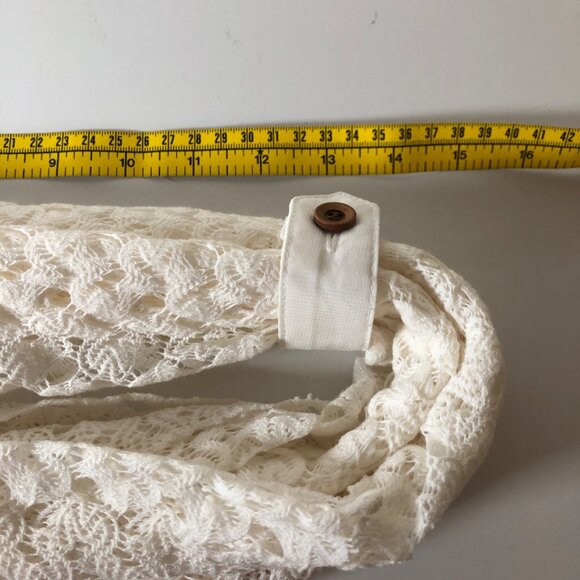 Simply Noelle White Lace Infinity Scarf With Button Detail - Picture 6 of 8